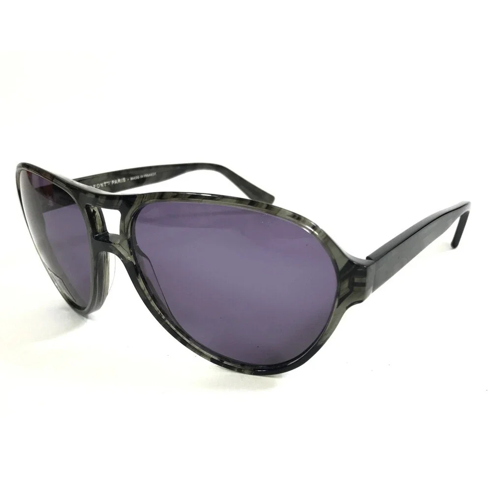 Jean Lafont Sunglasses OSTENDE 1021 Shiny Gray Tortoise Frames w/ Purple Lenses
